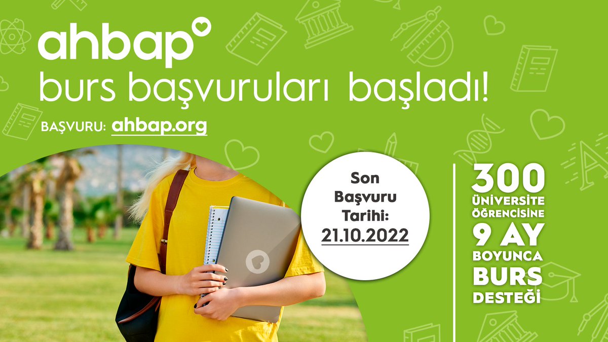 Ahbap (@ahbap) on Twitter photo 2022-2023 Ahbap burs başvurularımız başladı. 🤩
Burs başvurularımız 14 Ekim- 21 Ekim tarihleri arasında ahbap.org/yardim/2226ffc2  bağlantısı üzerinden online olarak gerçekleşecek.
Aramıza katılacak yeni Ahbapları sabırsızlıkla bekliyoruz. 💚 2022-2023 Ahbap burs başvurularımız başladı. 🤩
Burs başvurularımız 14 Ekim- 21 Ekim tarihleri arasında ahbap.org/yardim/2226ffc2  bağlantısı üzerinden online olarak gerçekleşecek.
Aramıza katılacak yeni Ahbapları sabırsızlıkla bekliyoruz. 💚