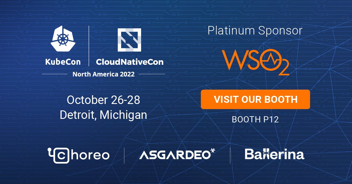 wso2's tweet photo. We’re excited to be a Platinum Sponsor at #KubeCon + #CloudNativeCon in Detroit! If you’re attending, drop by our booth (P12) where we’ll be showcasing @ChoreoDev, @asgardeo, and @ballerinalang!  

Details here ➡️ https://t.co/yi5rIi6d0q

@CloudNativeFdn https://t.co/OkRAmX1vsf