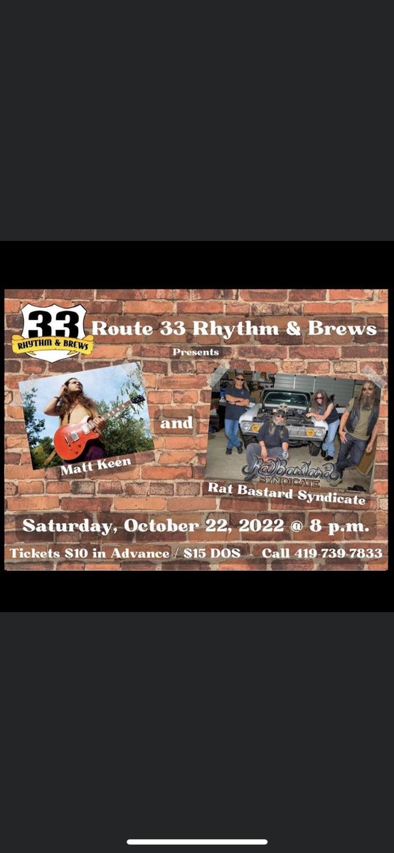 RBS_Original's tweet photo. Join us next Saturday in Wapak the only place where you get the coldest adult beverages and the best live music available! Hang with us and Matt Keen for an incredible evening! Call 419-739-7833 for tickets! #RBS #MattKeenMusic #route33rhythmandbrews #livemusic https://t.co/djjIVp27IP