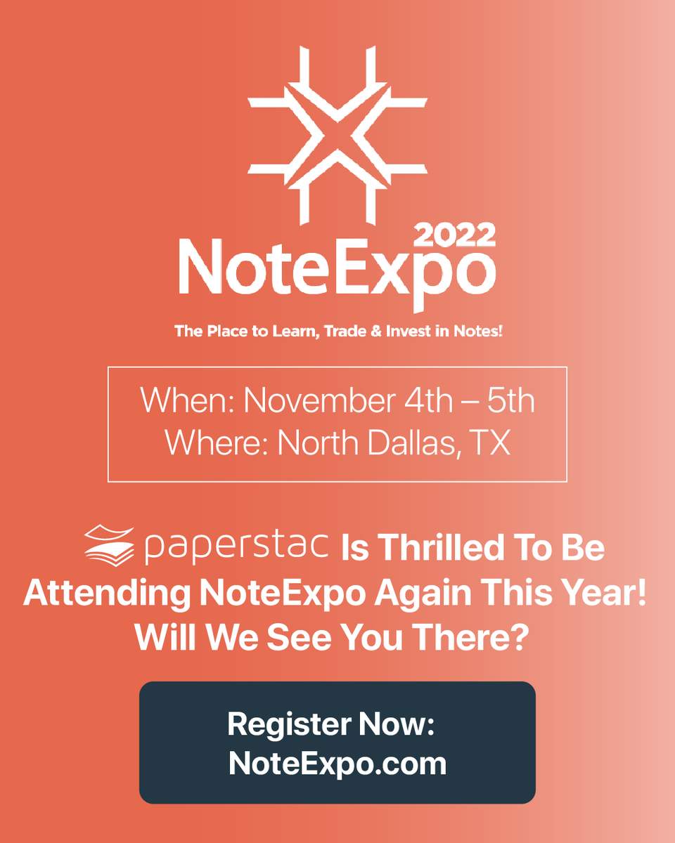paper_stac's tweet photo. 🎉 We are so excited to attend NoteExpo 2022, listen to incredible speakers, & see everyone there this November 4th – 5th, in North Dallas, TX!!
Will we see you there?
For more info visit: https://t.co/D9ZGIMVuG5
#NoteExpo #NoteExpo2022 #NoteInvesting #realestateinvestor https://t.co/hffTEKDj28