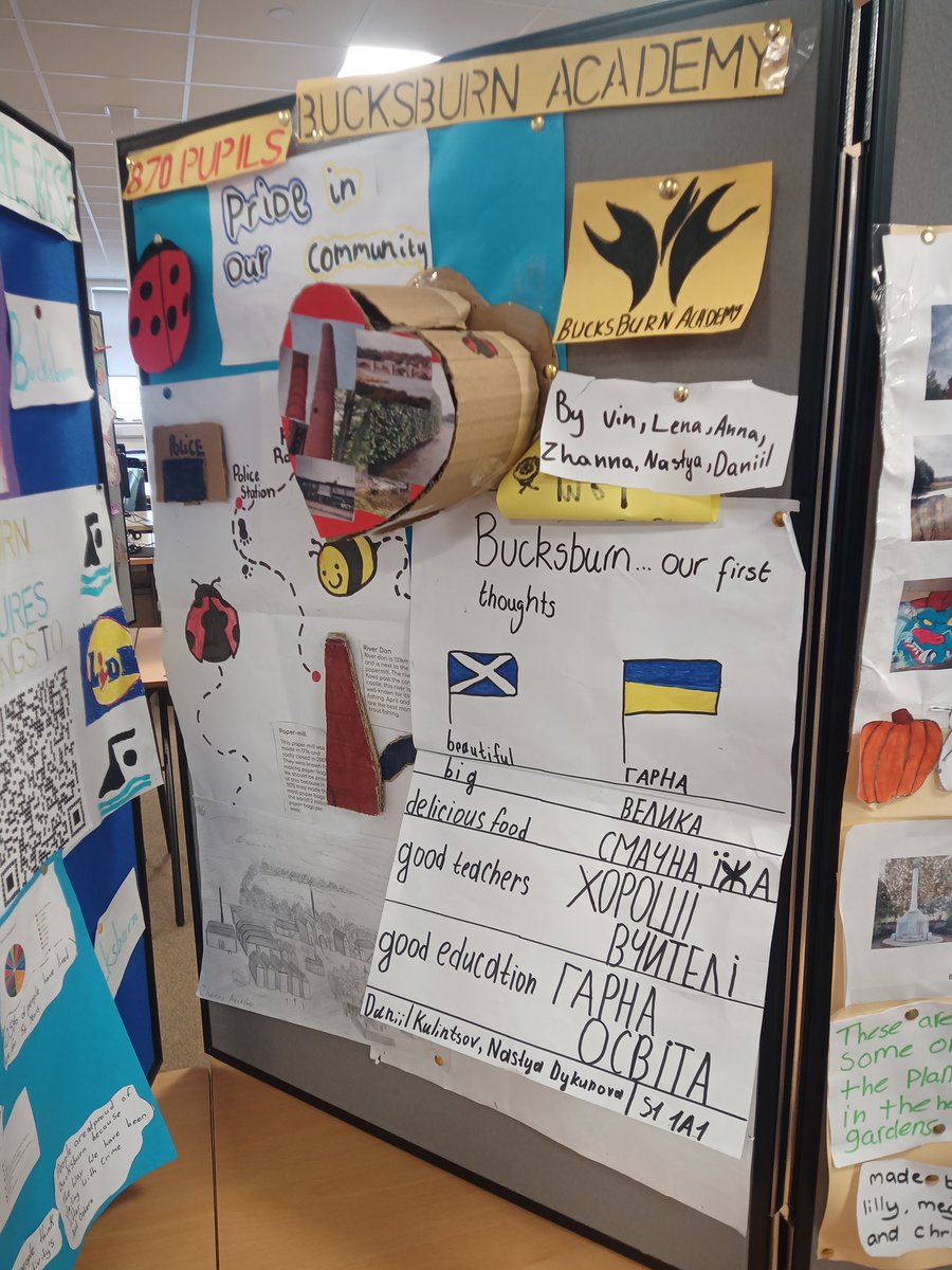 BucksburnWA's tweet photo. The end product of S1 IDL's driving question of: "How can we create a public display which helps people in Bucksburn feel pride about their community?" will be on display @BucksburnLib throughout the October holidays. 
Some amazing pieces of work! #pbl #scriptforsuccess https://t.co/3Weu5prgEp