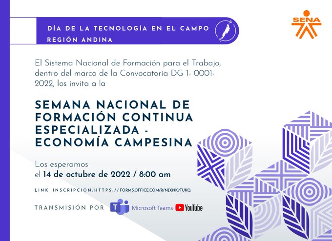 despinelc's tweet photo. #FormaciónContinuaEspecializadaSENA2022
#EnVivo, el Programa de Formación Continua
Especializada y el @SENAComunica los invita a la quinta jornada de la #SemanaNacionalPFCE Transferencia de Conocimiento SENA.

Conéctate a las 8:30AM 

https://t.co/Xozp7Rtua5 #SENAConLasEmpresas https://t.co/HmoUld6GZq