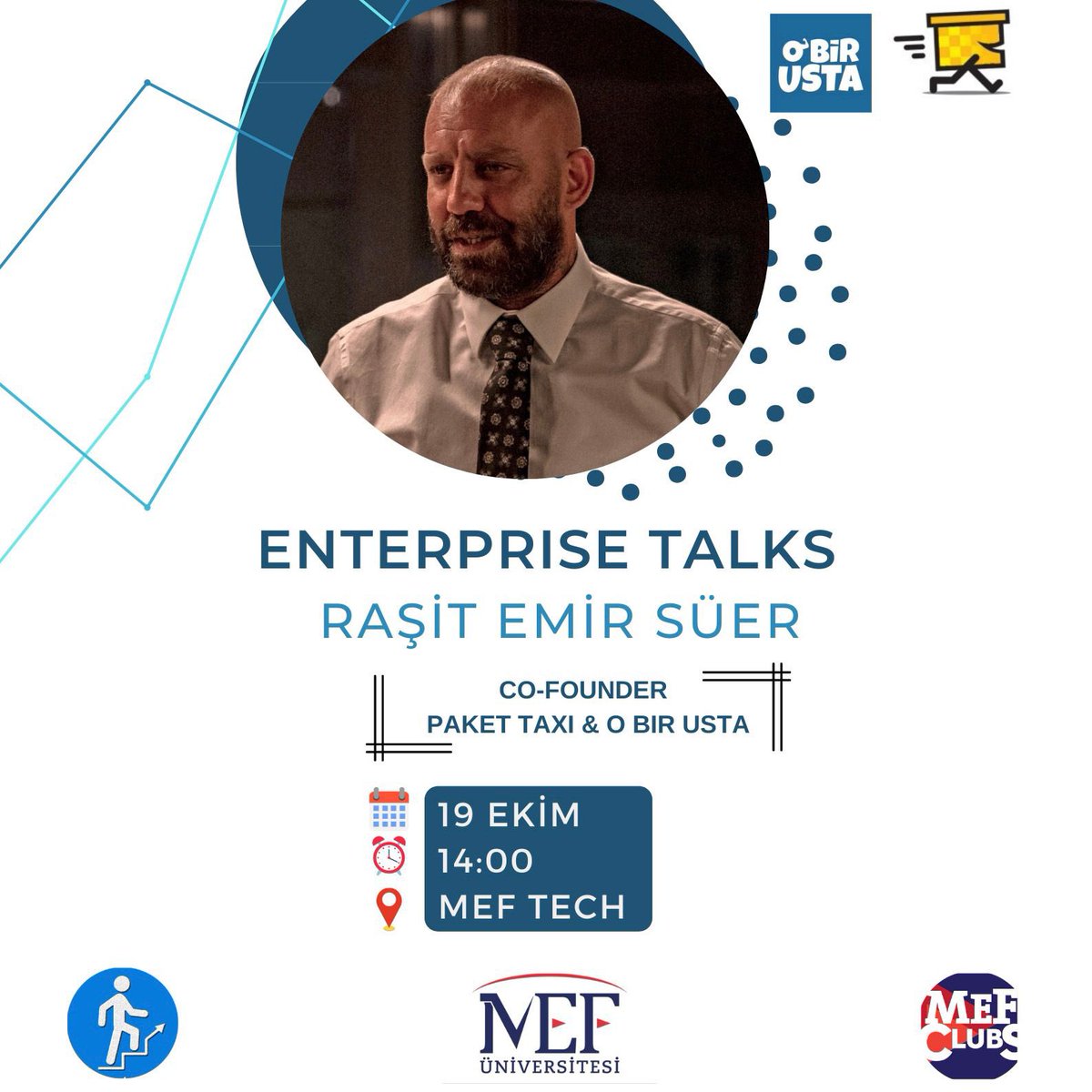 GencMef's tweet photo. Merhaba MEF’li, 🤩

MEF Genç Liderler Kulübü olarak 19 Ekim Çarşamba saat 14.00’te MEF TEK’te dönemin ilk etkinliği ile karşındayız. 🥳Paket Taxi 🛵 ve O Bir Usta 👨‍🔧 şirketlerinin kurucusu Raşit Emir Süer’i okulumuzda ağırlıyoruz. https://t.co/m1dggZkuoR