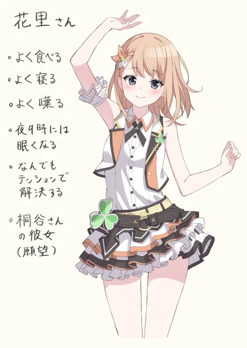 プロセカさんでミリしら(名前と容姿だけ調べました)しようと思って描いてみた花里みのりさん 