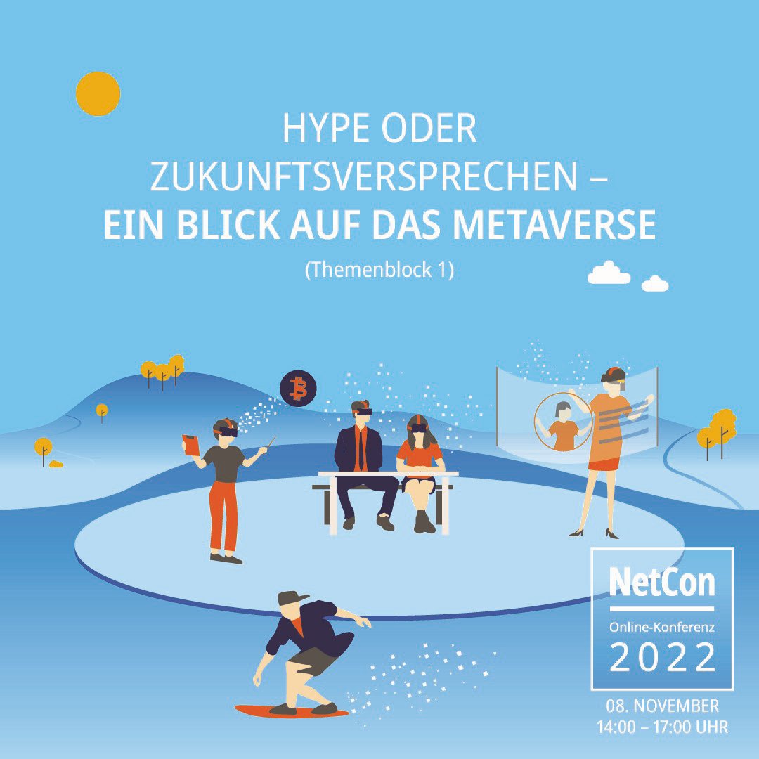vrnetworld's tweet photo. Gefühlt spricht jeder davon – aber weiß eigentlich irgendjemand, was dieses Metaversum ist? Wie könnte aus dem aktuellen Buzzword mal eine konkrete Anwendung werden? Diese und weitere Fragen beleuchten wir am 08.11.2022 ab 14 Uhr auf der #NetCon2022 👉 https://t.co/QVqTboIpC9 https://t.co/oI6rYJxhOV