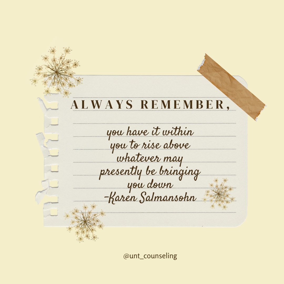 #FeelGoodFriday 
.
.
.
#CounselingandTesting #UNT #CTS #Therapy #Counselor #MentalHealth #Wellbeing #Friday #KarenSalmansohn #MentalHealthMatters