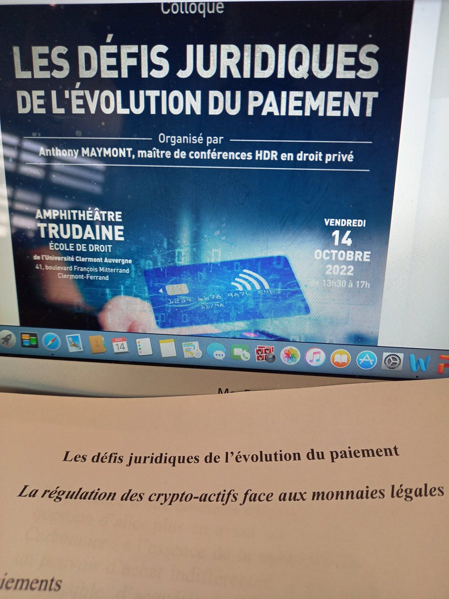 De retour à l'<a href="/ecole_droit_UCA/">Ecole de Droit de l'Université Clermont Auvergne</a>, pour évoquer la régulation des crypto-actifs face aux monnaies légales !
Mille mercis à Anthony Maymont pour son invitation !
<a href="/CmhUca/">CentreMichelHospital</a>