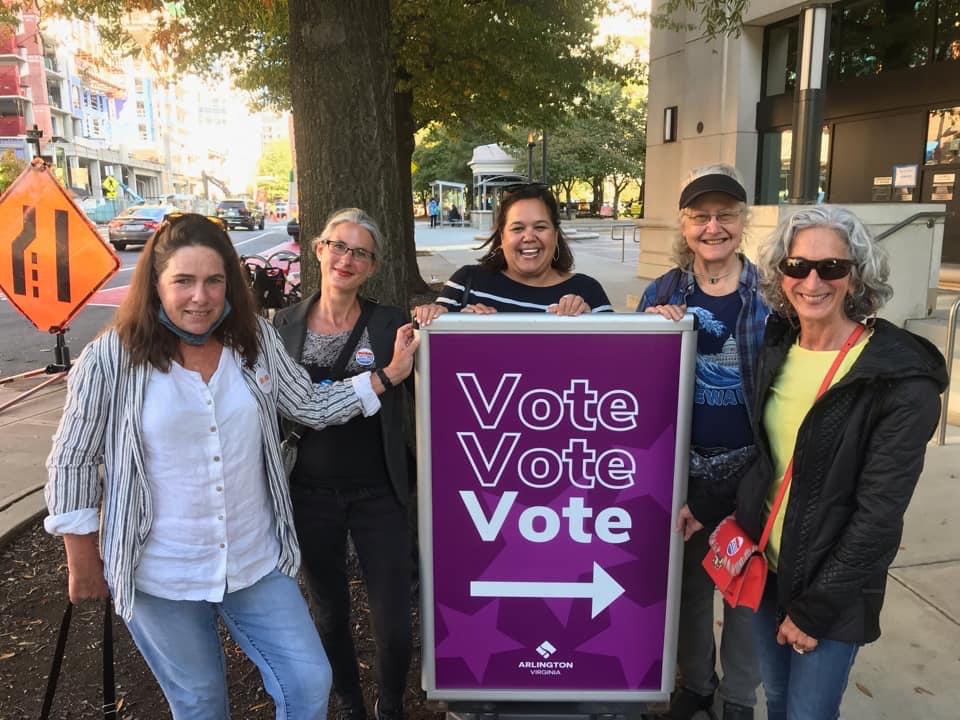 YOU can vote today at the Courthouse until 5 pm. Thanks to Keith Oberg, Kathleen Murray, Luisa Boyarski, Micaela Pond, Jessica Oberg and Sharon Shutler for voting. @arlingtondems are on the move. Let's vote. Because when we vote, we win.