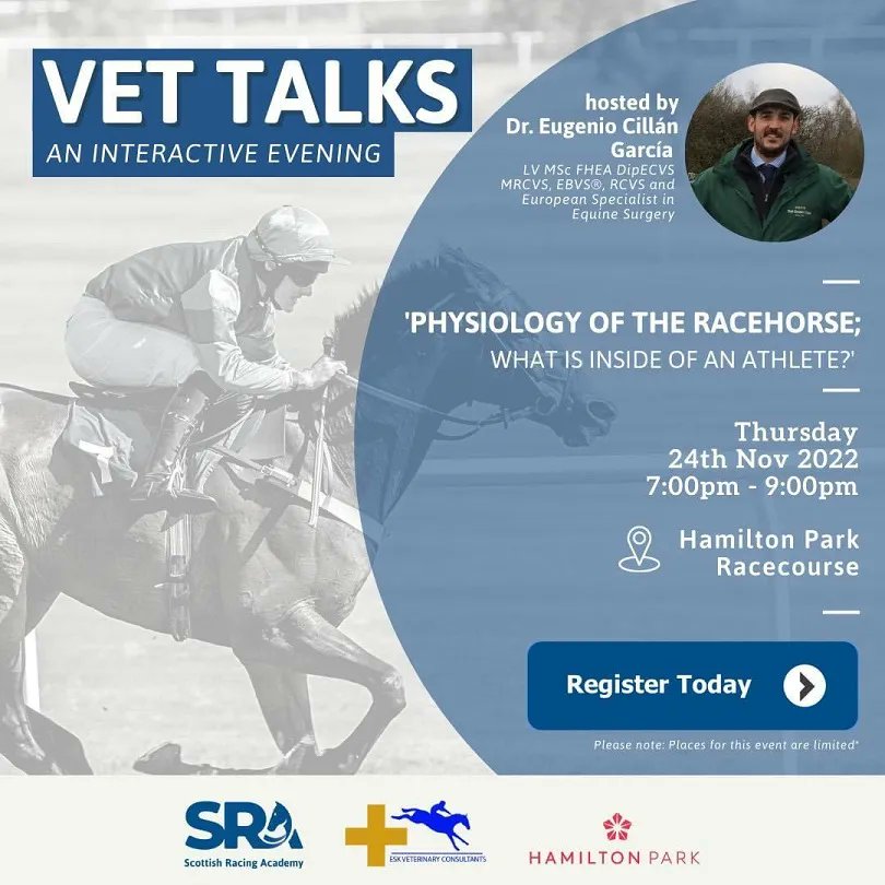 SRUCStudy's tweet photo. An interesting evening in prospect... get yourself booked in, places are limited
Register and book tickets here https://t.co/ufAE3pRnRU 
@scottishracingacademy @HamiltonParkRC @eskveterinaryconsultantsltd @sruc https://t.co/3nWURF2RXv