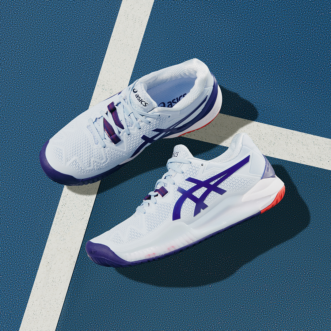 ASICSTennis's tweet photo. The #GELRESOLUTION 8 gives you all the comfort you need for long matches on court and to help you lift your game. 💜🎾 #ASICSTennis https://t.co/1p7ODJnmIJ