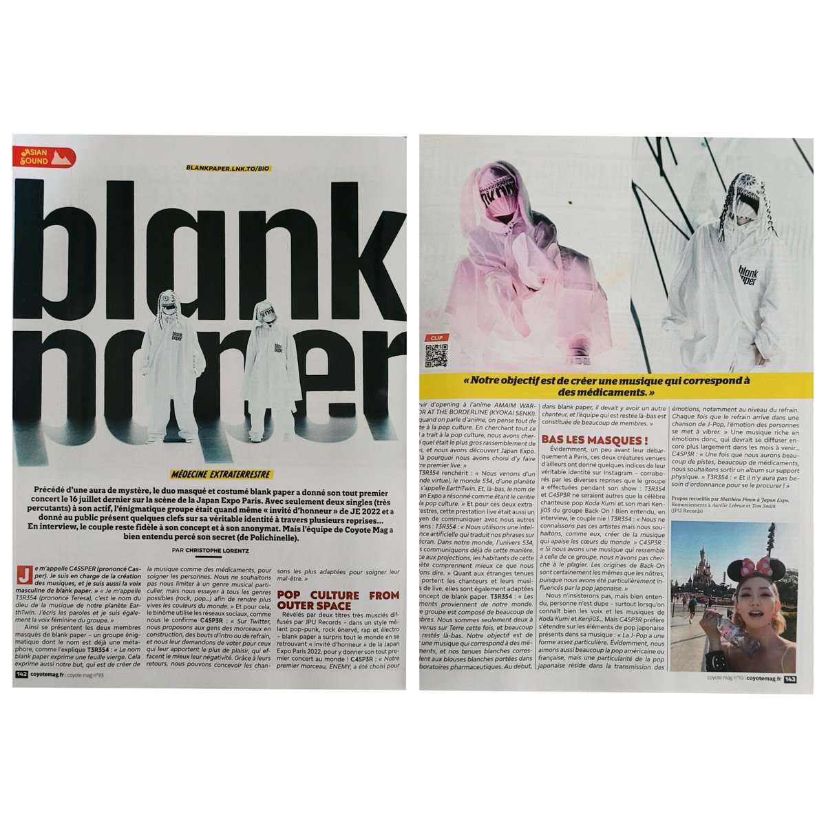 BlankPaperFr's tweet image. COYOTE MAG

Le magazine Coyote Mag vient de paraitre ! Nous retrouvons des extraits d'interview des blank paper en double page !
Nous vous proposons de retrouver le contenu sur #bpf blankpaperfrance.com 

#blankpaper 
@blank_paper_jp
@JPUrecords