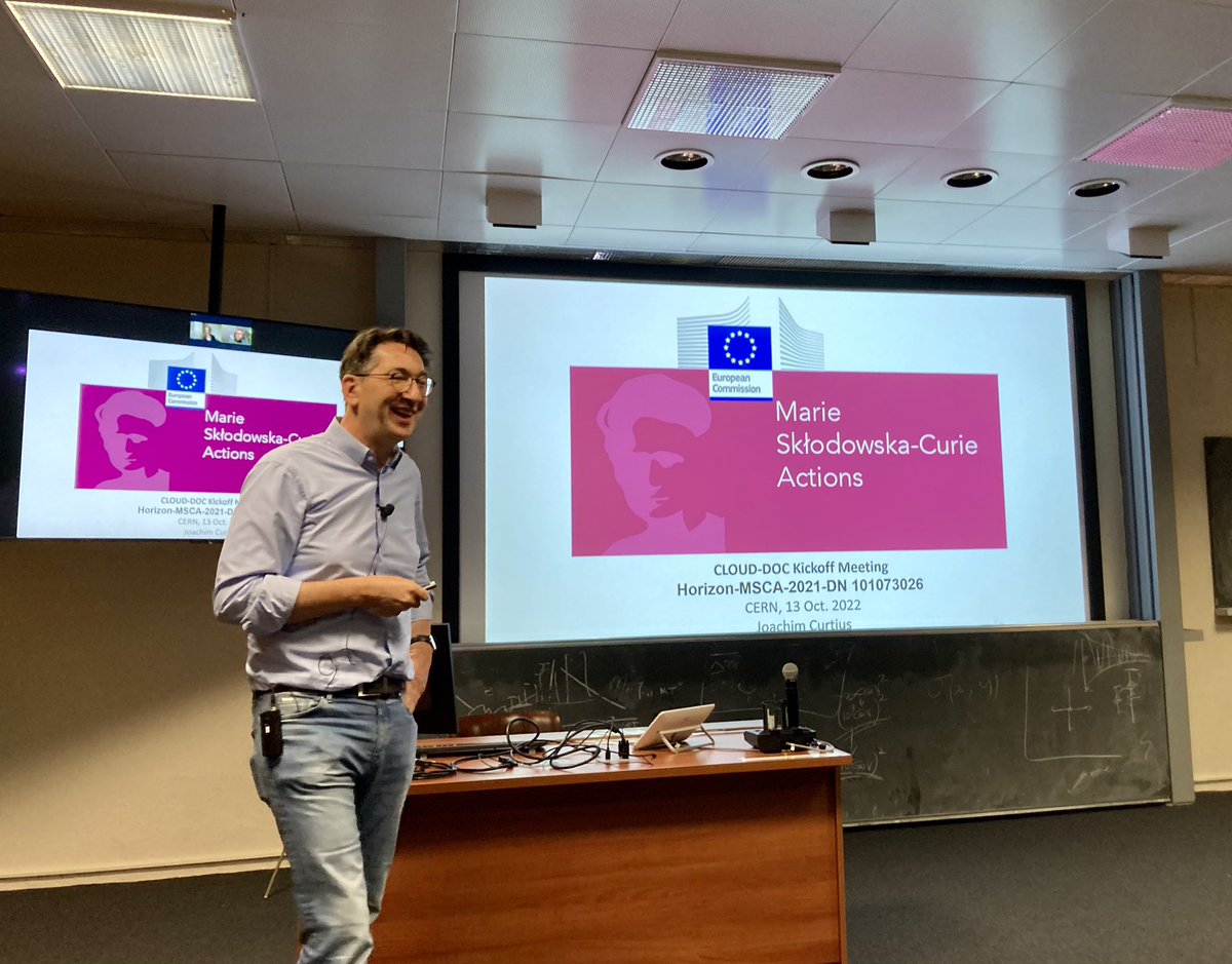 Katrianne_L's tweet photo. Kicking off the @MSCActions doctoral network CLOUD-DOC. We all look forward to work with a new generation of PhD students who will utilize CLOUD chamber @CERN in their research. @INAR_fin @eu_cloud https://t.co/vELD0jjZ3q