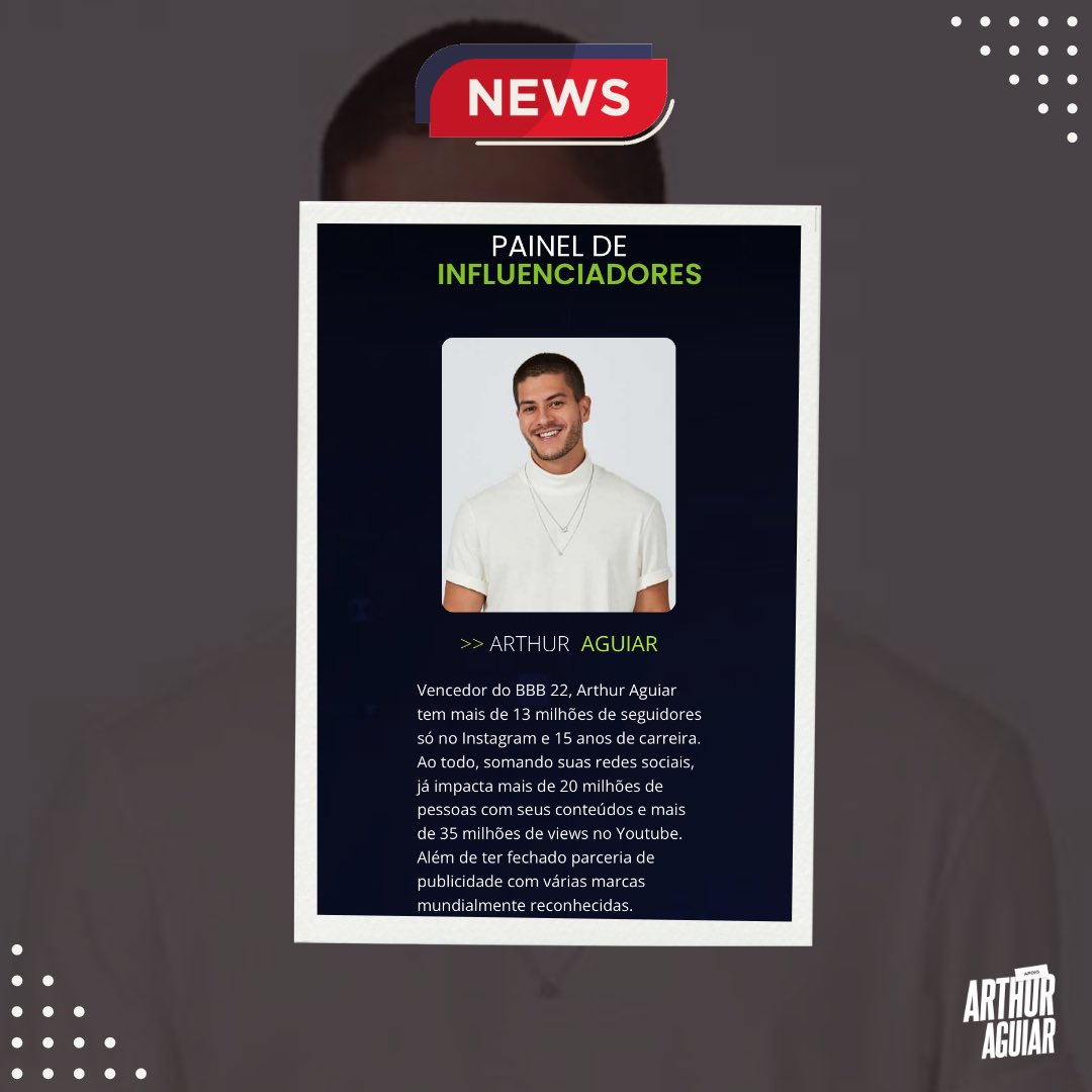 • <a href="/Aguiarthur/">Arthur Aguiar</a> será um dos palestrantes do Segredos da Audiência, um evento que transforma a vida e os negócios das pessoas. Acontecerá no Teatro Bradesco/SP, nos dias 14 (Hoje), 15 e 16 de outubro 2022.

Os ingressos para o evento já estão esgotados. Que Deus abençoe 🎫🙏🏼