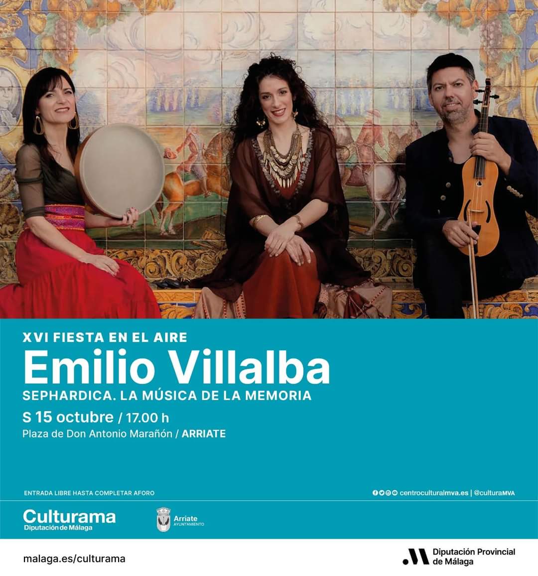 Mañana sábado SEPHARDICA en la XVI Fiesta en el Aire, en Arriate 😍 (Málaga) Os esperamos!!!!❤️❤️

📍Plaza de Antonio Marañón
⏰17:00h
❇️Entrada libre 

#sephardic #sephardicmusic #culturama #sephardica #fiestaenelaire #arriate #musicaantigua #sefardi #earlymusic