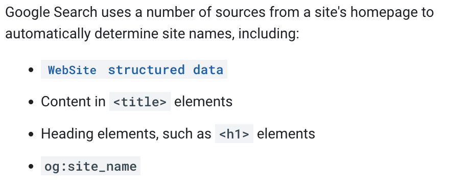 Our SERPS are going to look different! Google is going to be displaying your 'site name'. ▶️On mobile, for English, French, Japanese, and German rn ▶️It's automated, or use new 'website' structured data to choose a preferred name ▶️Not the same as page titles 👇