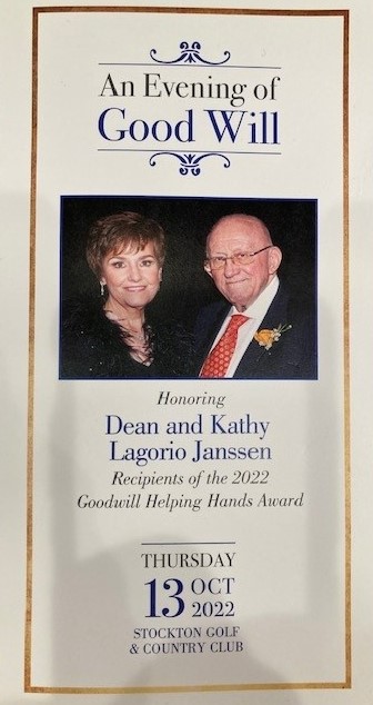 A very special evening celebrating two great people &amp; community leaders. Thank you Kathy &amp; Dean Lagorio Janssen for all you do for <a href="/GoodwillIntl/">Goodwill Industries International</a>, <a href="/UOPacific/">University of the Pacific</a>, <a href="/PacificTigers/">Pacific Athletics</a> &amp; our entire community.