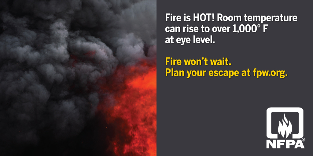 sccfiredept's tweet photo. “Fire won’t wait. Plan your escape”, NFPA Fire Prevention Week. Did you know?!... Fire is FAST! DEADLY! DARK! HOT! Fire Won't Wait... Plan Your Escape!  https://t.co/DitKixj5OR #homeescapeplan #bepepared #firepreventionweek @sccfiredept @TheNFPA https://t.co/QDsepvRzVB