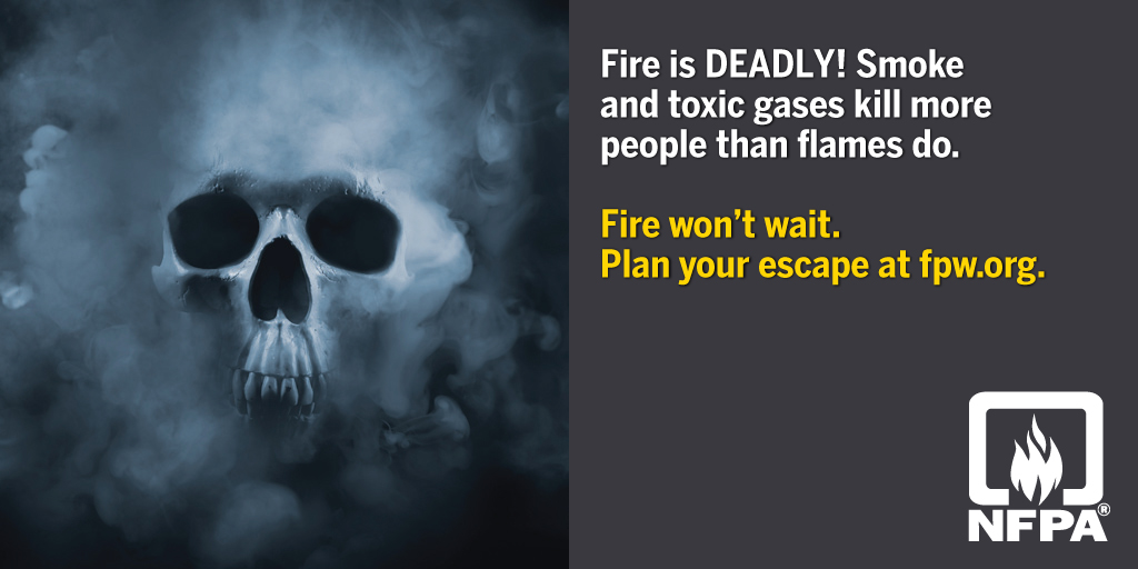 sccfiredept's tweet photo. “Fire won’t wait. Plan your escape”, NFPA Fire Prevention Week. Did you know?!... Fire is FAST! DEADLY! DARK! HOT! Fire Won't Wait... Plan Your Escape!  https://t.co/DitKixj5OR #homeescapeplan #bepepared #firepreventionweek @sccfiredept @TheNFPA https://t.co/QDsepvRzVB