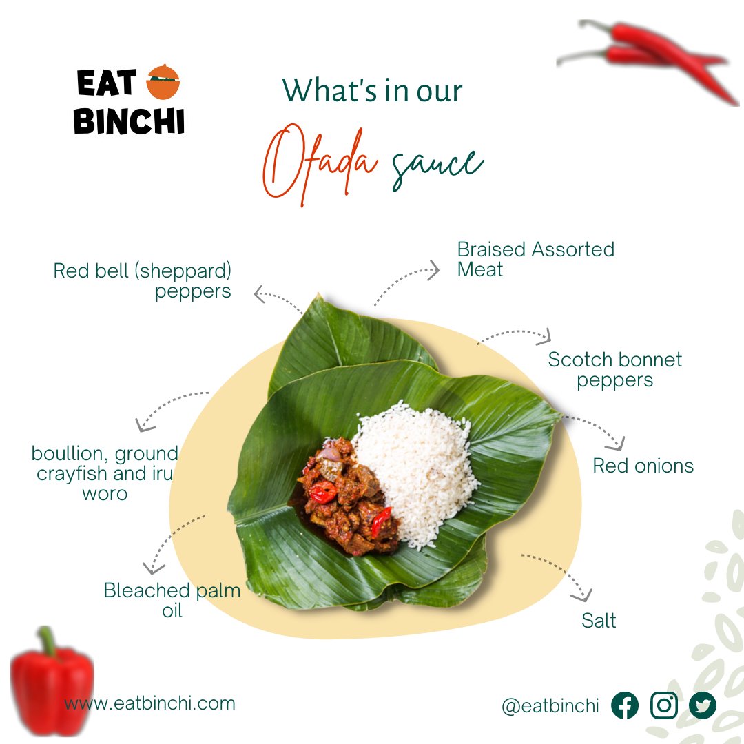Ofada sauce commonly called Ayamase is made with ata rodo (scotch bonnet) and tatase (sheppard) pepper, onion, locust beans, palm oil, and assorted meat. It is indigenously grown in Ofada ( Ogun State, Nigeria)

You can now order your Ofada sauce at eatbinchi.com