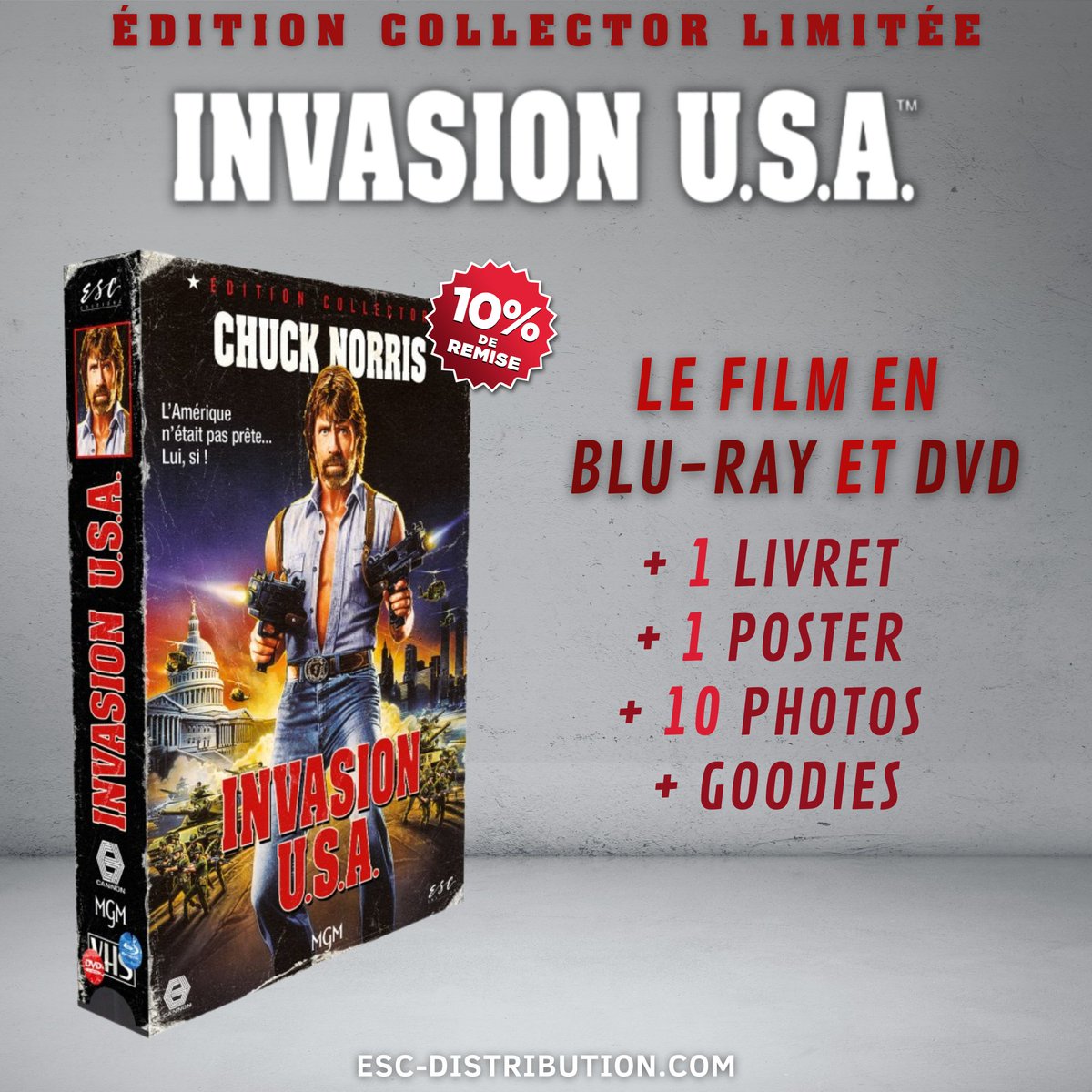 ESC_Films_'s tweet photo. 💥 Précommandez dès maintenant "INVASION USA" en édition limitée VHS-BOX ESC 📼
👉 https://t.co/8ChWyq3BbA
1️⃣ Remise de 10% 
2️⃣ Frais de port offerts pour la France Métropolitaine

#InvasionUSA #JosephZITO #ChuckNORRIS #RichardLYNCH #MattHunter #VHSBOXESC #ESCVHSBOX #VHS #VHSBOX https://t.co/eUAEtfcrDT
