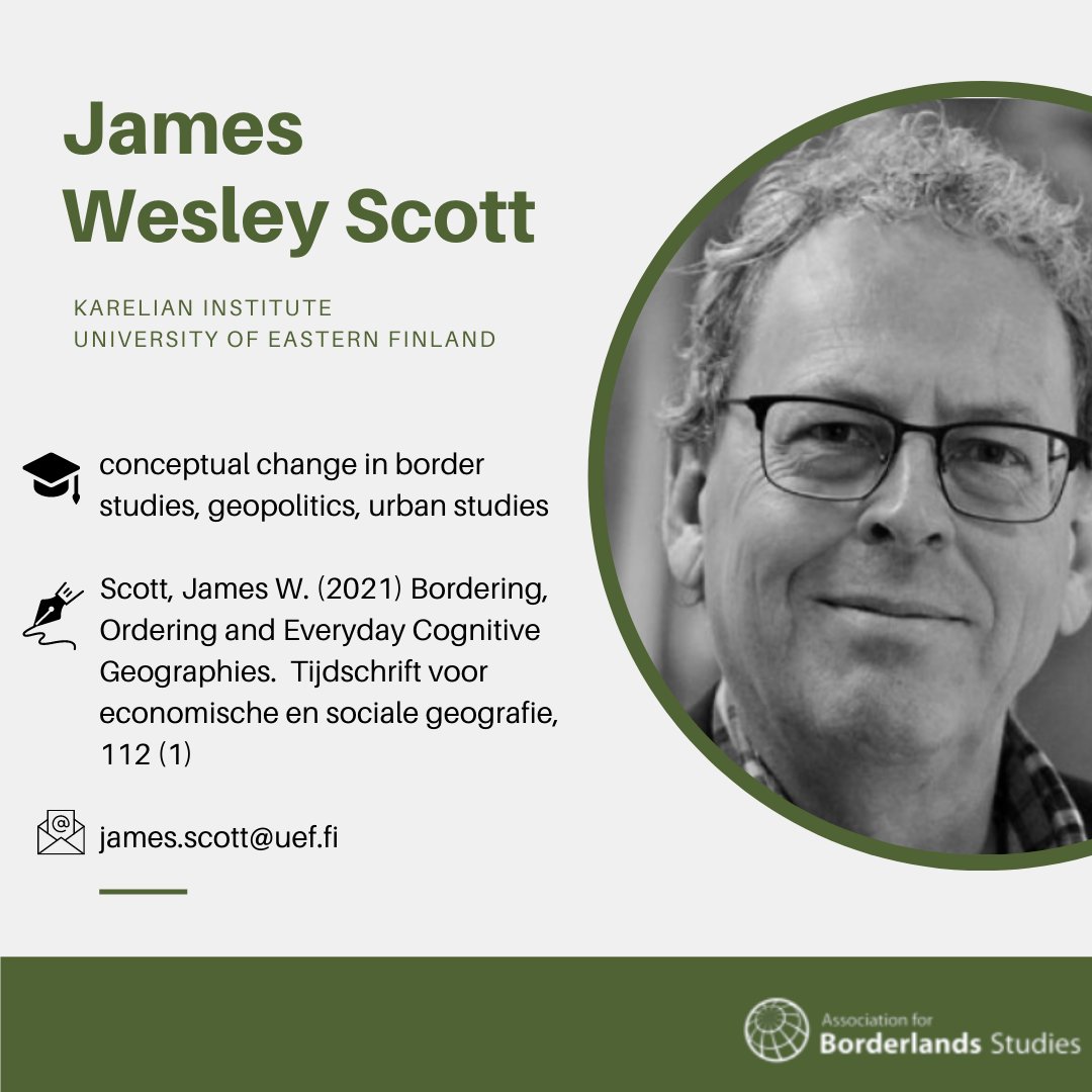 Association for Borderlands Studies (@absborders) on Twitter photo 📸Members' portrait
James Scott is professor at the <a href="/ktl_uef/">Karelian Institute /Karjalan tutkimuslaitos</a>. His research focuses on conceptual changes in border studies, which led to his recent work, notably his book A Research Agenda for Border Studies (2020). 📸Members' portrait
James Scott is professor at the <a href="/ktl_uef/">Karelian Institute /Karjalan tutkimuslaitos</a>. His research focuses on conceptual changes in border studies, which led to his recent work, notably his book A Research Agenda for Border Studies (2020).