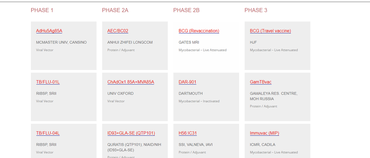We're excited to launch our new interactive pipeline of #TBvaccine candidates in clinical development! 💉🚇
Head on over to explore the pipeline by phase of development or sort candidates by platform, indication, target population, and more!

🔗 newtbvaccines.org/tb-vaccine-pip…