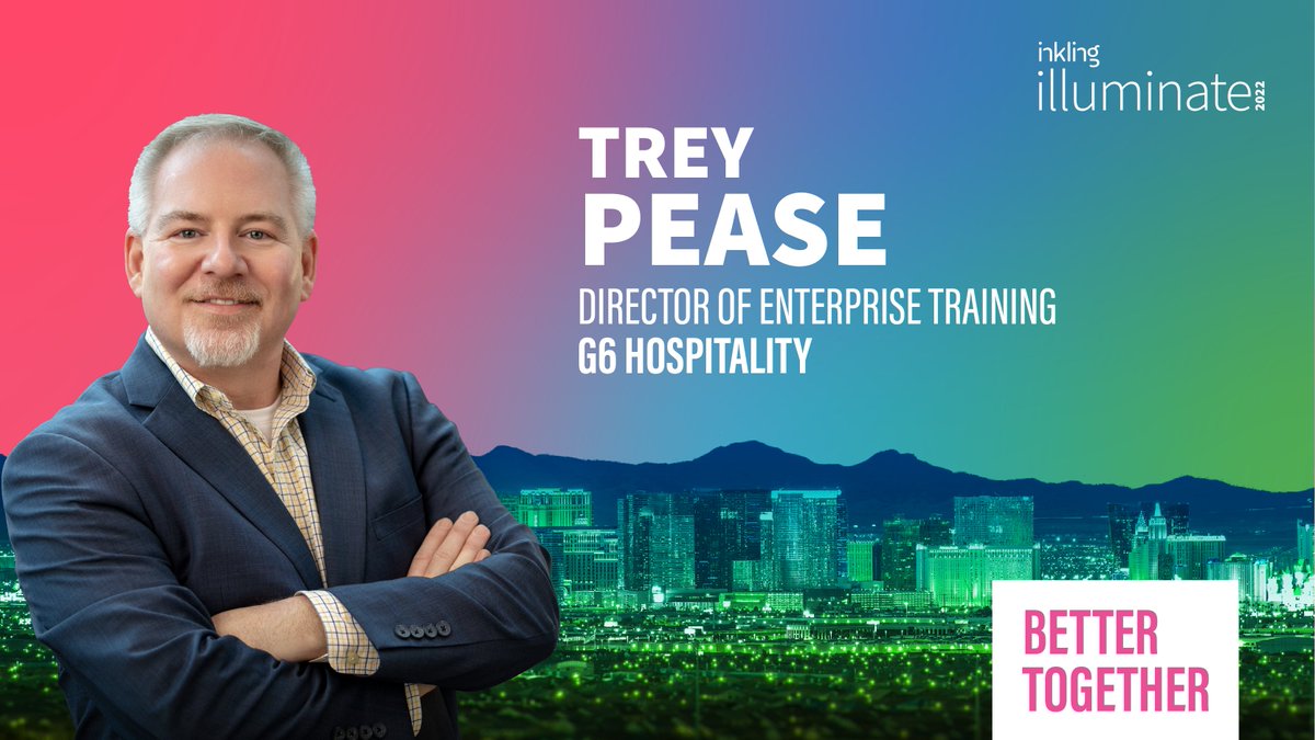 inkling's tweet photo. Another great featured speaker at #Illuminate2022: Trey Pease, Director of Enterprise Training at @motel6❗ To view the full agenda schedule and sessions for Illuminate, visit: https://t.co/Q0o9mTbXnT
#InklingIlluminate2022 #InklingIlluminate #LearningatWorkspeed #BetterTogether https://t.co/jZj7FID0pf