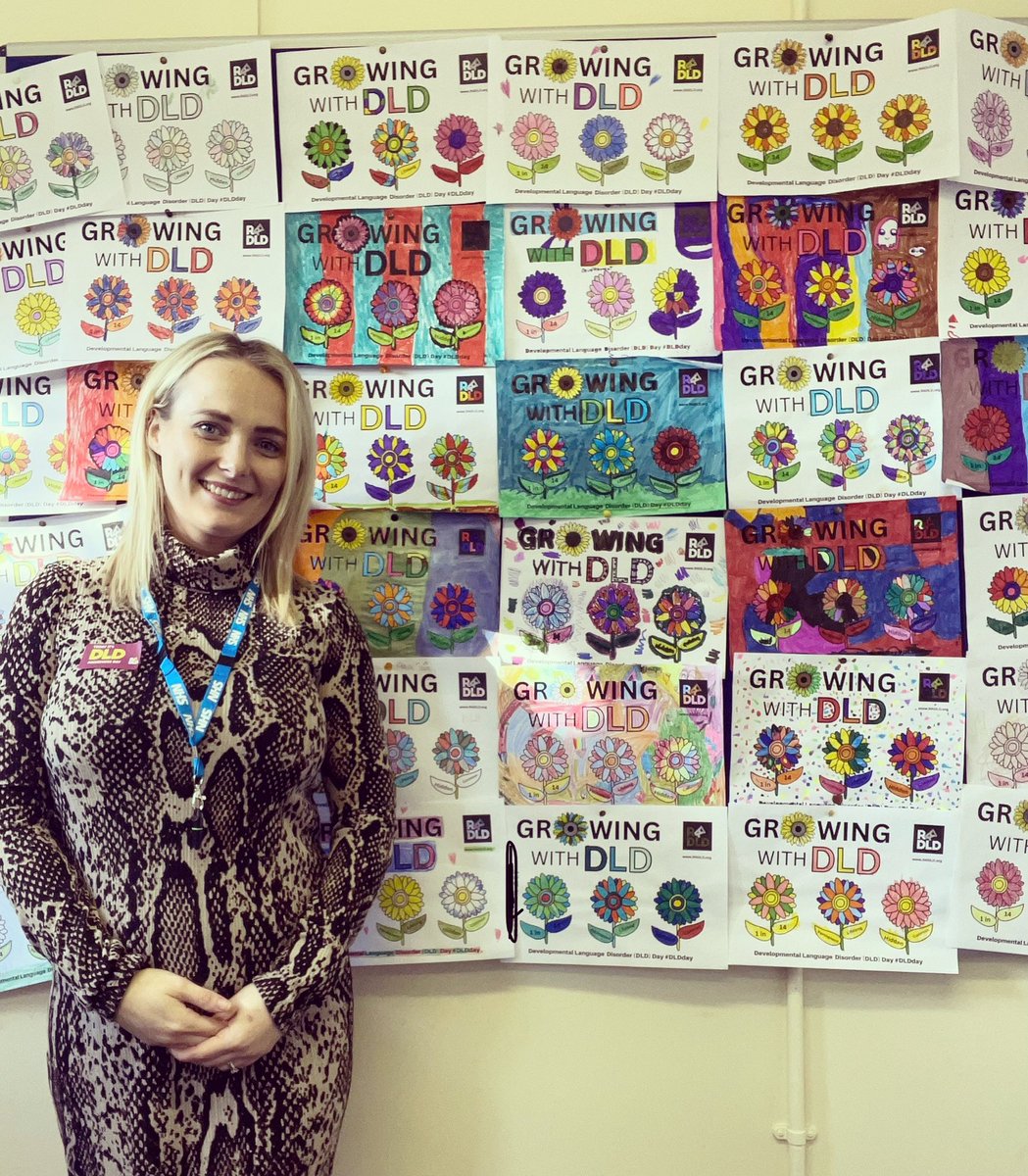 sloughranSLT's tweet photo. Bump 🤰 and I admiring the fantastic colouring by children in Knockmore primary school to raise awareness on DLD day. DLD affects the way a person understand and uses language #2in30 #developmentallanguagedisorder @RCSLTNI @setrust @SETchildrensSLT https://t.co/BEyxFO9vmk