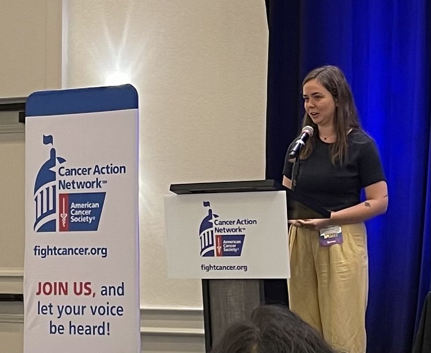 LLacasseACSCAN's tweet photo. Our reason for being - the patient voice of ⁦@maggiebuswick⁩ childhood cancer survivor relaying her critical path to survivorship due to biomarker testing.  Your voice MATTERS. Join us. ⁦@ACSCANMA⁩ #researchbreakfast https://t.co/dbN3XhWhyD