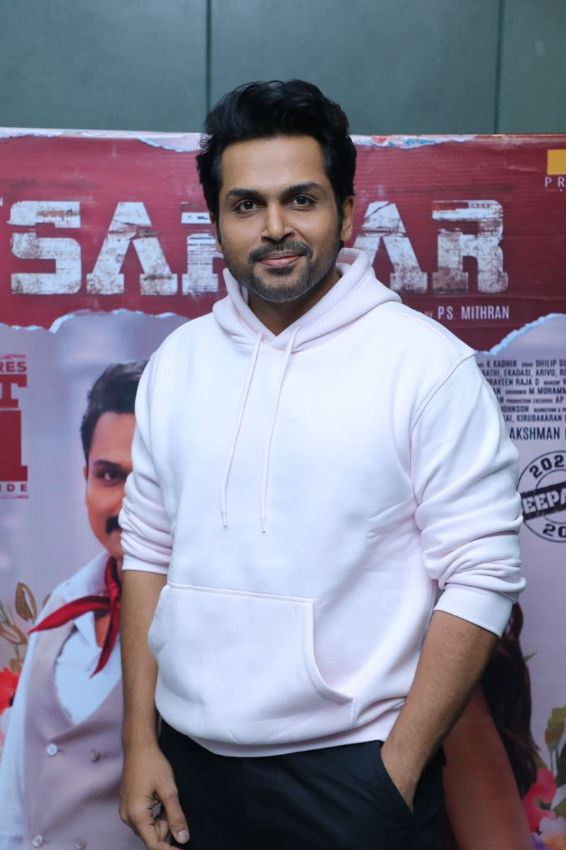 sekartweets's tweet photo. .@Karthi_Offl : #Sardar doesn’t have any bikini scenes and six pack, it’s a realistic Indian spy thriller made on a grand scale . @Psmithran ‘s idea based on how Indian Government trained real drama artists into secret agents in the 80s was fascinating, says Karthi! https://t.co/LIc9MQS6w9