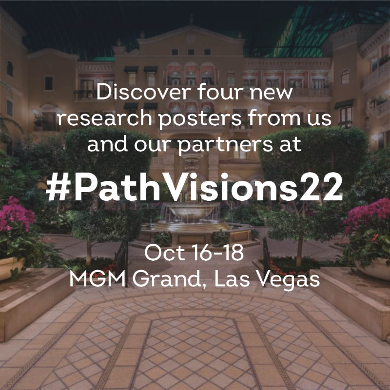 Visiopharm's tweet photo. Make sure to visit the poster wall at #PathVisions22 and discover four new research posters from us and our partners.