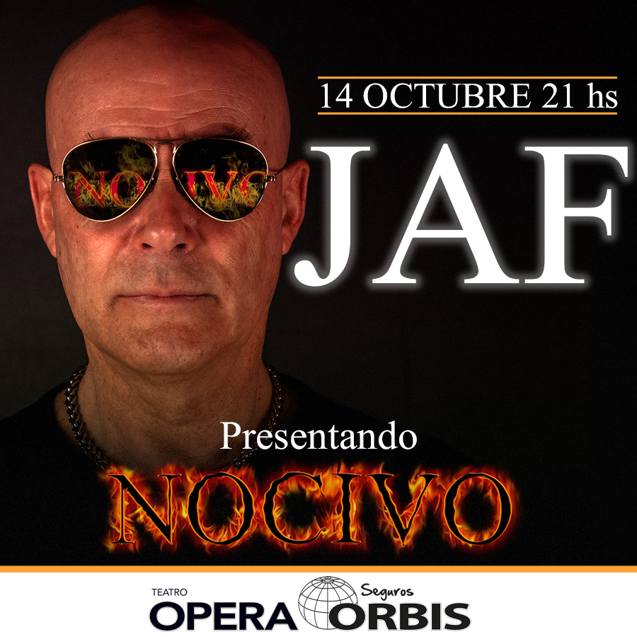 🎸 Esta noche <a href="/jafoficial/">JAF - Juan Antonio Ferreyra</a> presenta su nuevo álbum "Nocivo" en el Teatro Ópera Orbis Seguros

📅 14 de octubre
📍  Av. Corrientes 860, CABA

🎫 Comprá tus #Etickets en
bit.ly/3QXRuzT