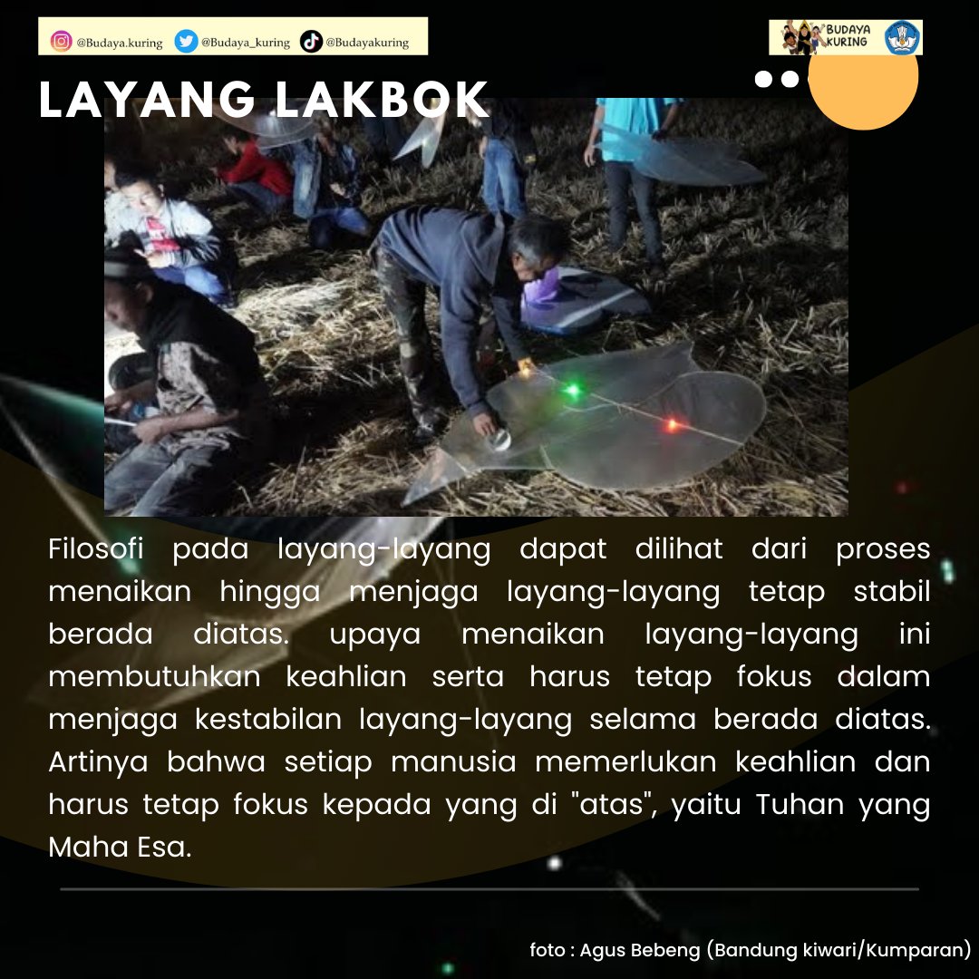 budaya_kuring's tweet photo. Baraya ada yang tau tentang Layang Lakbok ?

Uniknya, layangan ini diterbangkan saat malam hari loh baraya. Dari mana dan bagaiman layangan ini ?
Yuu simak penjelasan singkat kangmin pada gambar ya 😊🙌🙌

#layanglakbok #layanganunik #budayajawabarat #sunda #ciamis https://t.co/NaiqKIZmuJ
