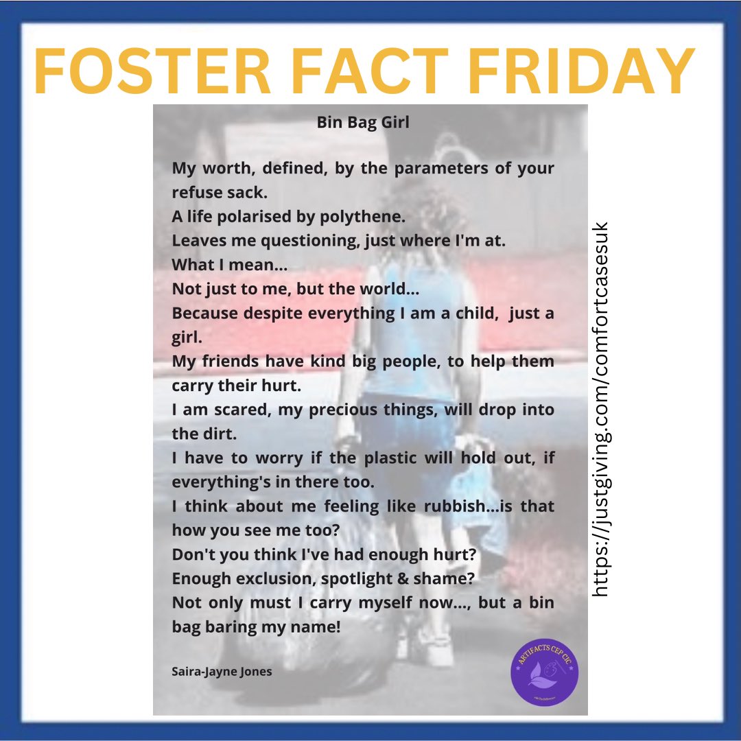 CasesComfort's tweet photo. Poems just like this one express the everyday lives of too many children living in the care system. Can you help to make a change? Please use the donation link in the photo #comfortcasesuk #nomorebinbags #fosterfactfriday #fostercareawareness @fosteringnet @ComfortCases https://t.co/oka7WOoWza