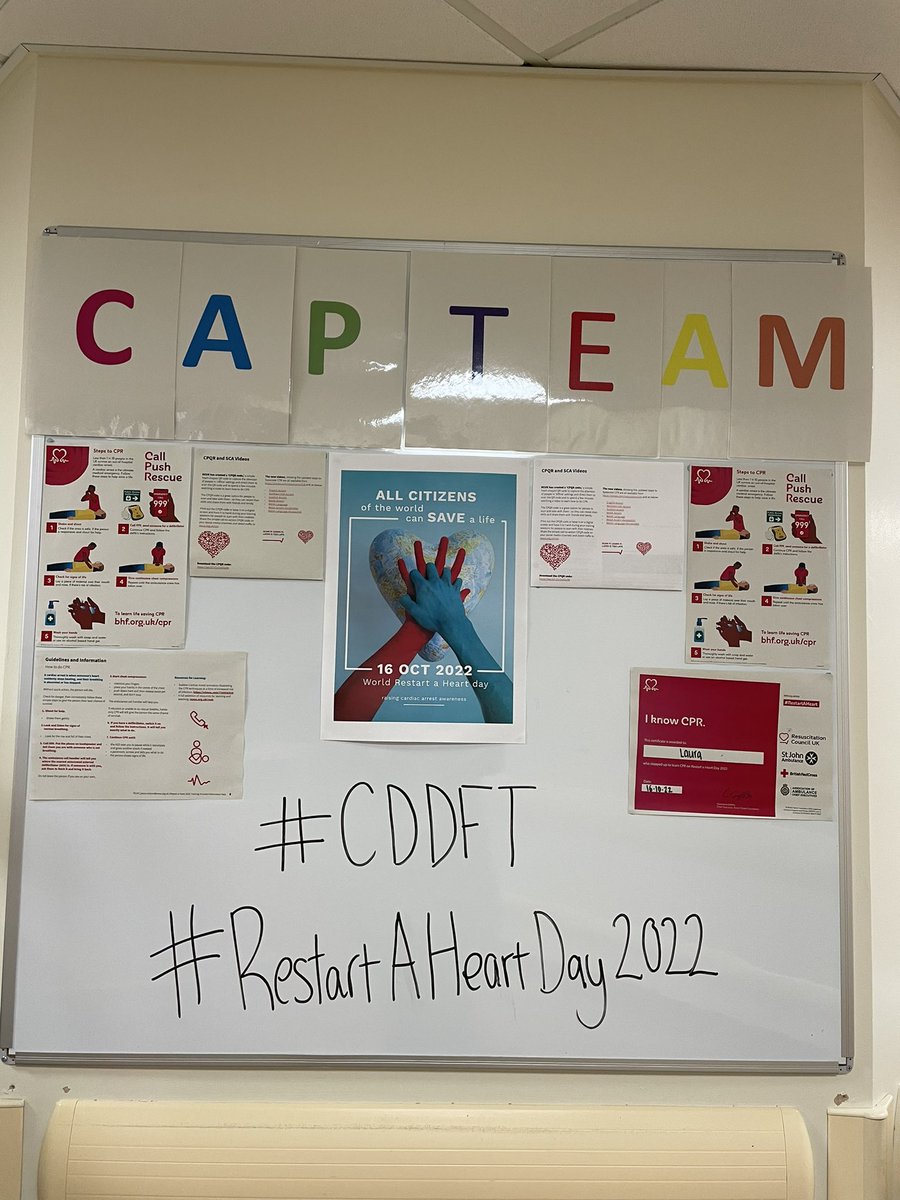 tracystorey01's tweet photo. #restartaheartday #capteam @CDDFTNHS notice board ready for restart a heart Monday #savealife everyone can learn CPR . https://t.co/E0OeHMa4NZ