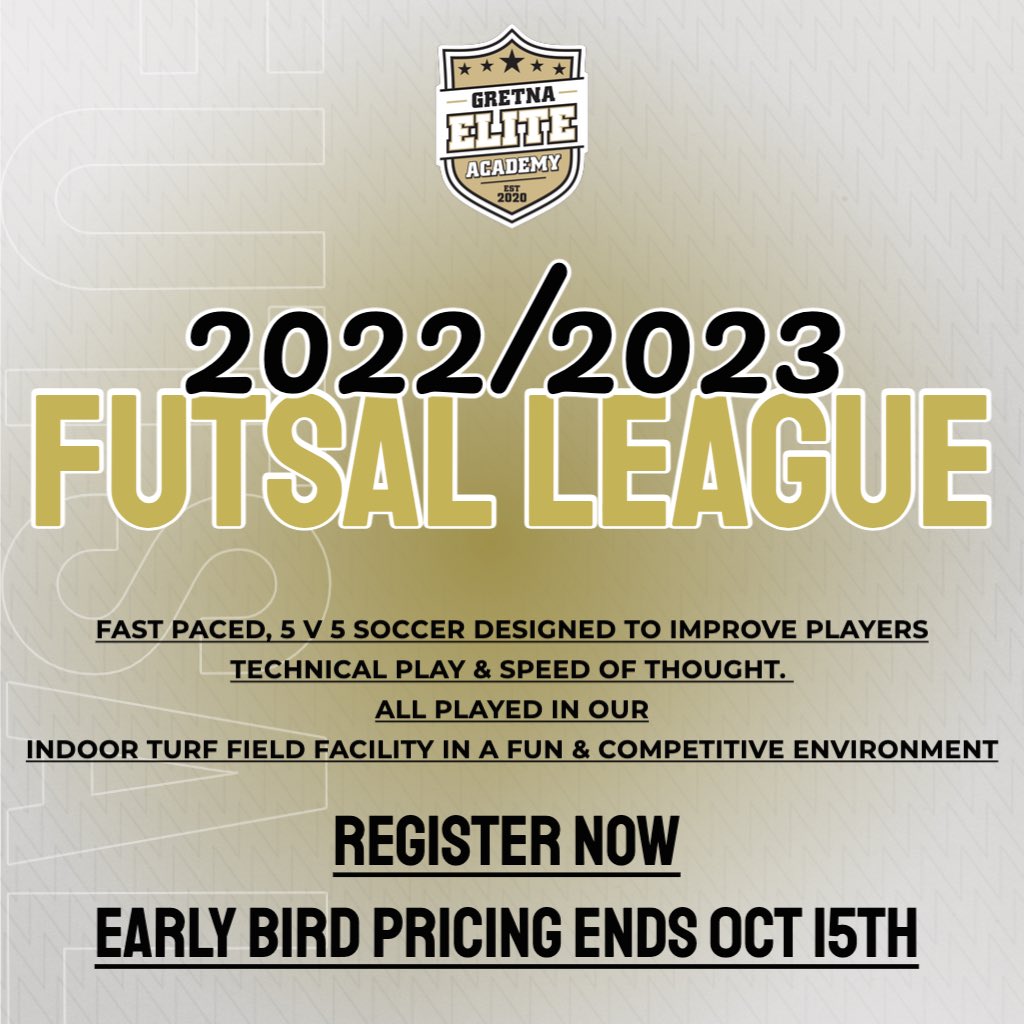 GretnaEliteAcad's tweet image. Early Bird Pricing Ends Tomorrow 🚨 

Sign up for a discounted rate TODAY ✅

Head to our website for full details ⬇️

gretnaeliteacademy.com/futsal-league/

#FutsalLeague2022 #FastPacedFun