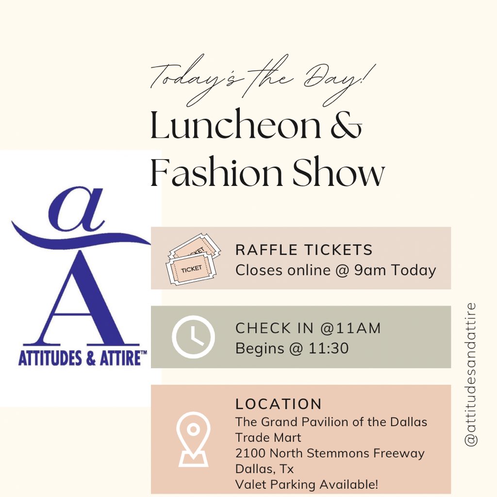 AttitudesAttire's tweet photo. The Luncheon’s today! Online raffle closes @ 9am but you can purchase your tickets at the event! https://t.co/wph42ux9j6