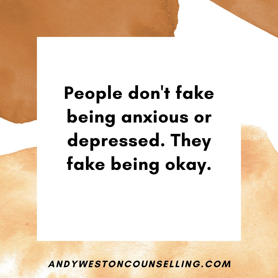 Well all, at various times, fake being okay. #mentalhealth #therapy #counselling #mentalhealthawareness #counseling #wellness #TherapistsConnect