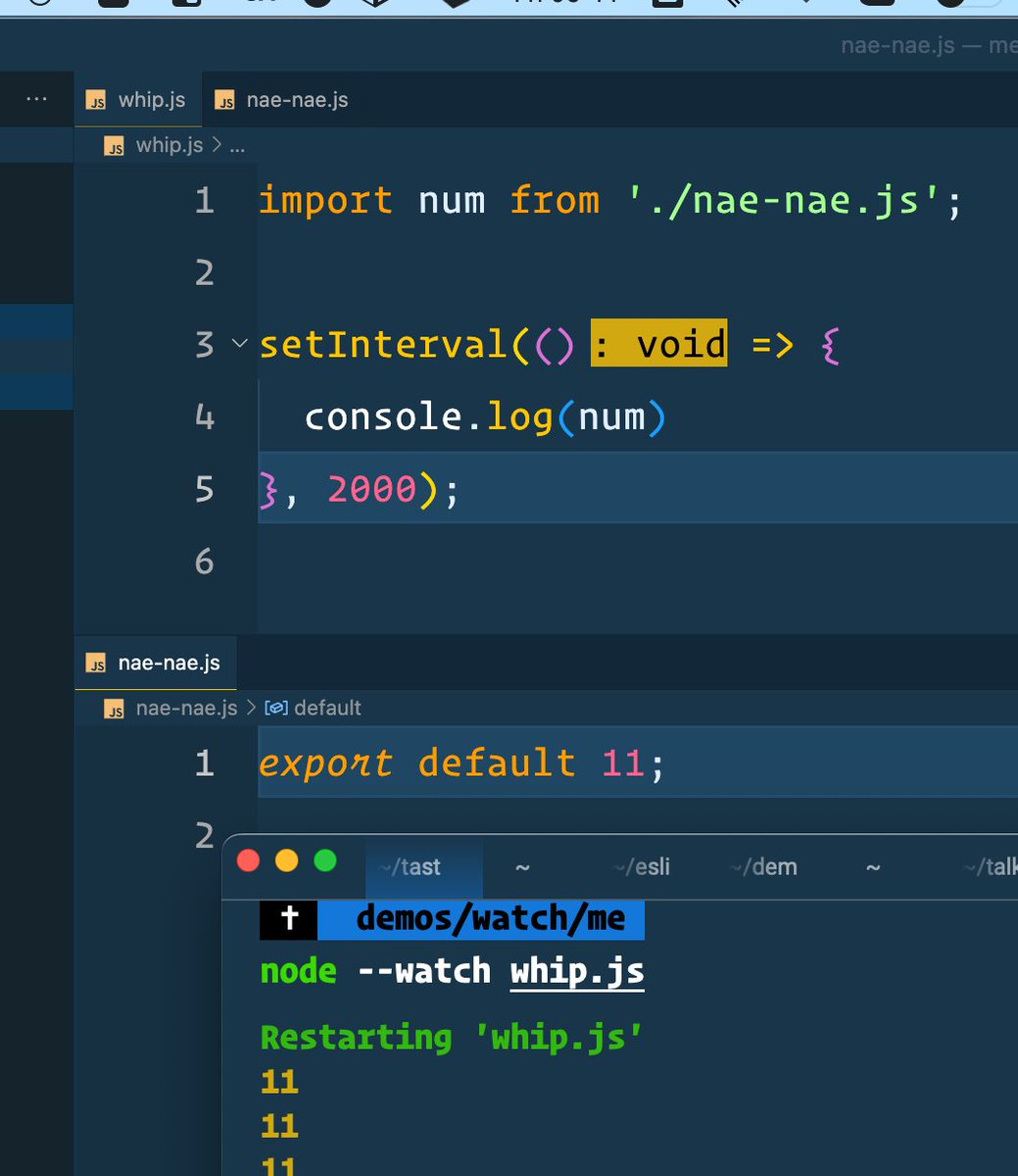wesbos's tweet image. 🔥 Node.js 18.11.0 added an experimental watch mode to the CLI. Likely wont need nodemon or another external watcher soon!