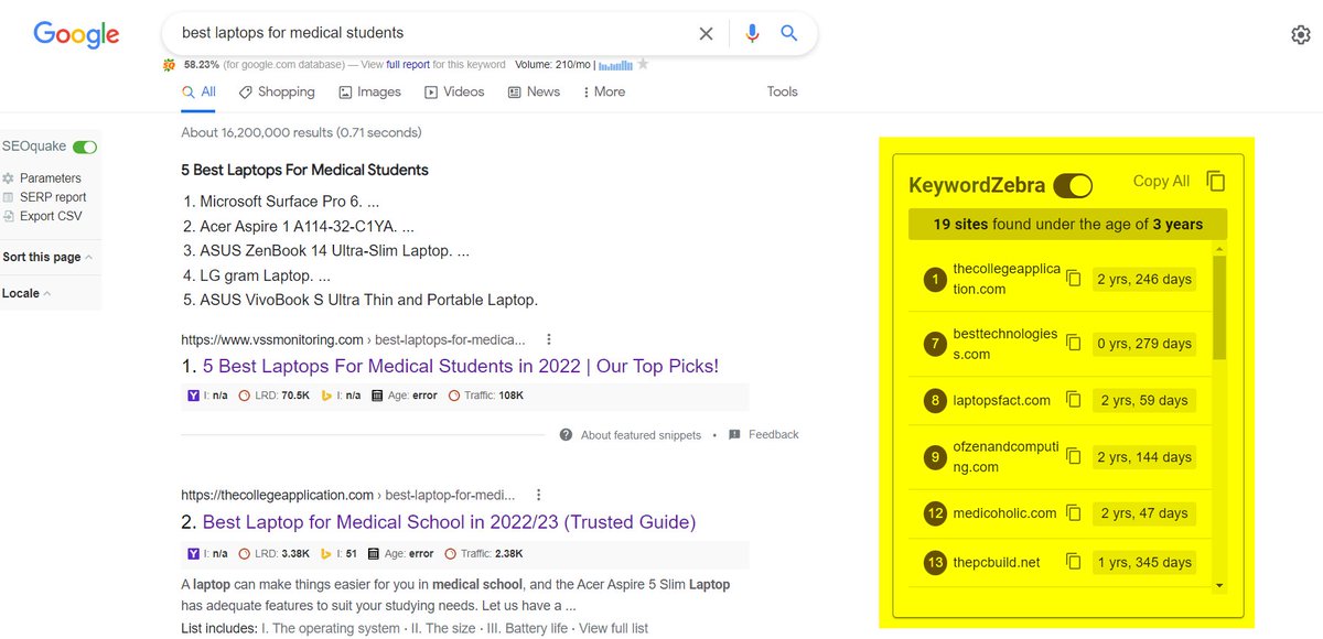 KeywordZebra's tweet image. Here&apos;s How Keyword Zebra shows a list of New Websites ranking for any keyword on Google. 

Understand Keyword Difficulty, Spy these Sites or treat them as Backlink Prospects. The opportunities are endless. 

#SEO #KeywordResearch