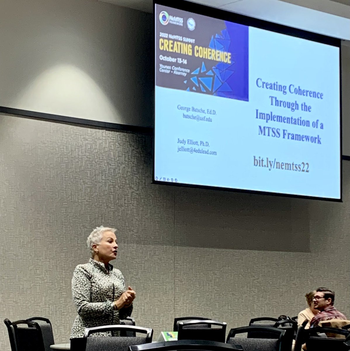 NDE_News's tweet photo. George M. Batsche, Ed.D. &amp; Judy Elliott, Ph.D. Are leading a workshop that is giving us the opportunity to interact, assess and share our district’s level of “coherence” in the implementation of our MTSS framework. #NeMTSS22 https://t.co/cqlHZMVtbw