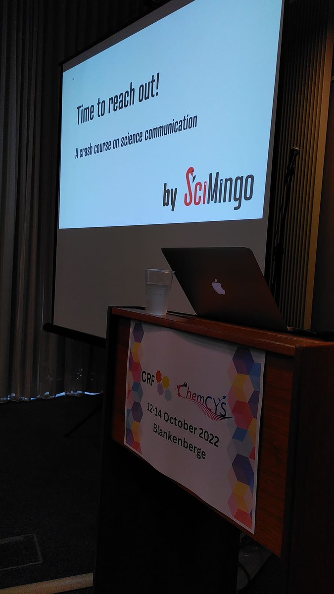 SciMingo's tweet photo. SciMingo reporting for duty @ChemCYS. @HeleenVBeken gives young scientists a crash course in why &amp; how to engage in #scicomm. Time to reach out! 👩‍🔬🧑🏽‍🔬🗣 https://t.co/2NbD527aBB