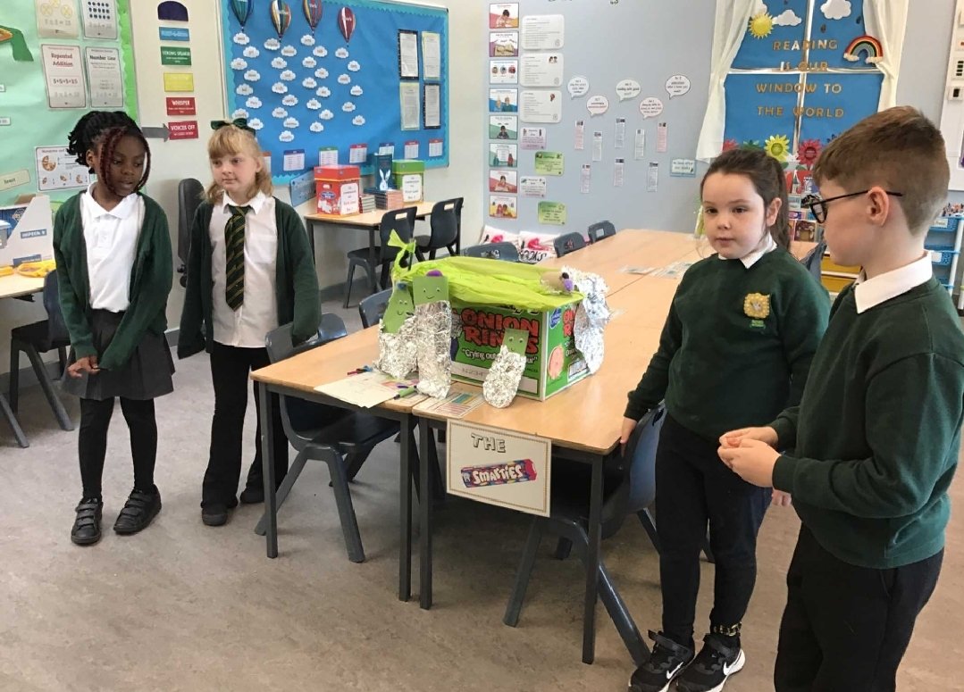 OLPPrimary's tweet photo. As part of their chosen topic this term, primary 4a designed, made and wrote instructions for, their very own toys. They then presented their designs to the rest of the class and around the school. #OLPSTEM #Design #education 📝🔍✂️🧸 https://t.co/4M310gDoXP