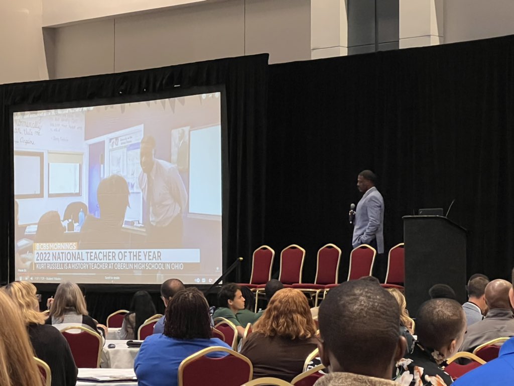 Mrs_JPolak's tweet photo. @OHEducation Inspiring words from Teacher of the Year @kurtsenior_ Thank you for these incredible stories of equity and empowerment at the Academic Excellence for All Conference! @BeachwoodBison #DoTheWork #BraveWork https://t.co/9pO6Fy1I2D