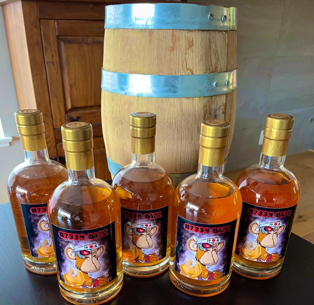 GuttersFinest's tweet photo. #GM to our newest wave of bottles! @wakeringer &amp; @NFTPrince 🥃📈🔥 #GCG #BoredApeYC #GuttersFinest https://t.co/kbObNA1F62