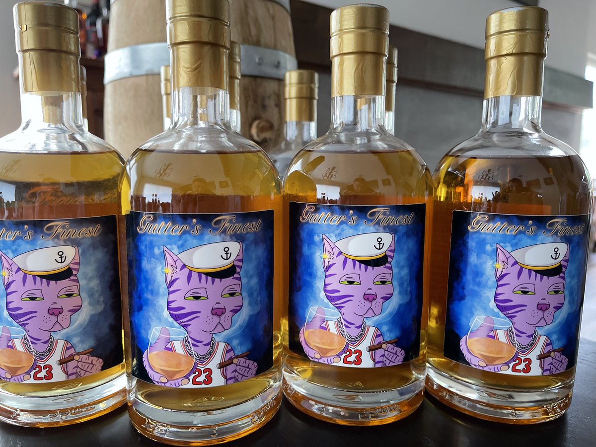 GuttersFinest's tweet photo. #GM to our newest wave of bottles! @wakeringer &amp; @NFTPrince 🥃📈🔥 #GCG #BoredApeYC #GuttersFinest https://t.co/kbObNA1F62