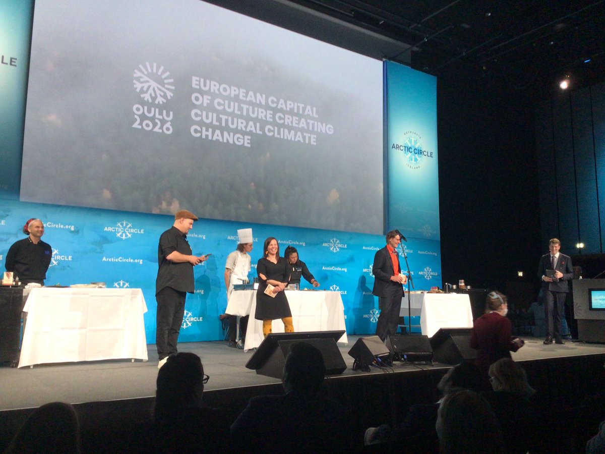 AnneRannali's tweet photo. What an amazing Arctic Food Festival was organised by @ArcticEcom with partners @_Arctic_Circle. Well done @madsfred! I am so proud of our #ArcticFoodLab - team taking their place on the stage too. You are what you eat, said Niina Keränen from @Oulu2026offici https://t.co/NHyfyplcmL