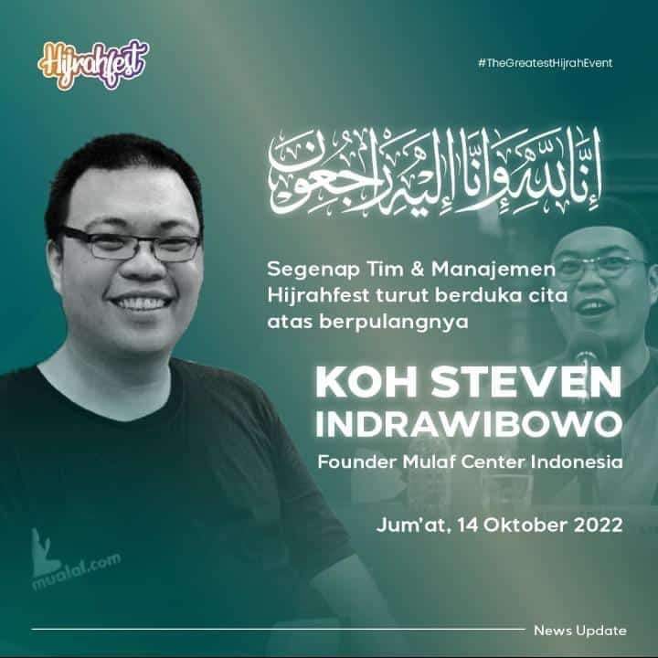 Innalillahi wa innailaihi roojiuun

Telah meninggal dunia Pendiri Mualaf Center Indonesia Koh Steven Indra Wibowo.. 

Allahummaghfirlahu warhamhu wa'afihi wa'fu'anhu
