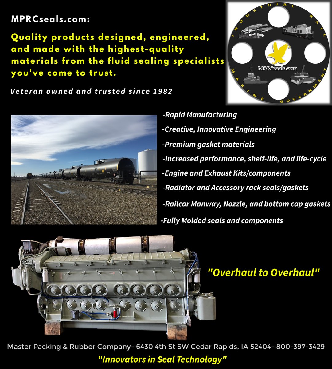mprcseals's tweet photo. In today's "Feature Friday," MPRC would like to highlight our recent ad in the AAR Directory (Association of American Railroads) and the products and services we offer our customers in the Rail Industry. It's just one of the many industries we proudly serve. https://t.co/Ltzwgrm4uB