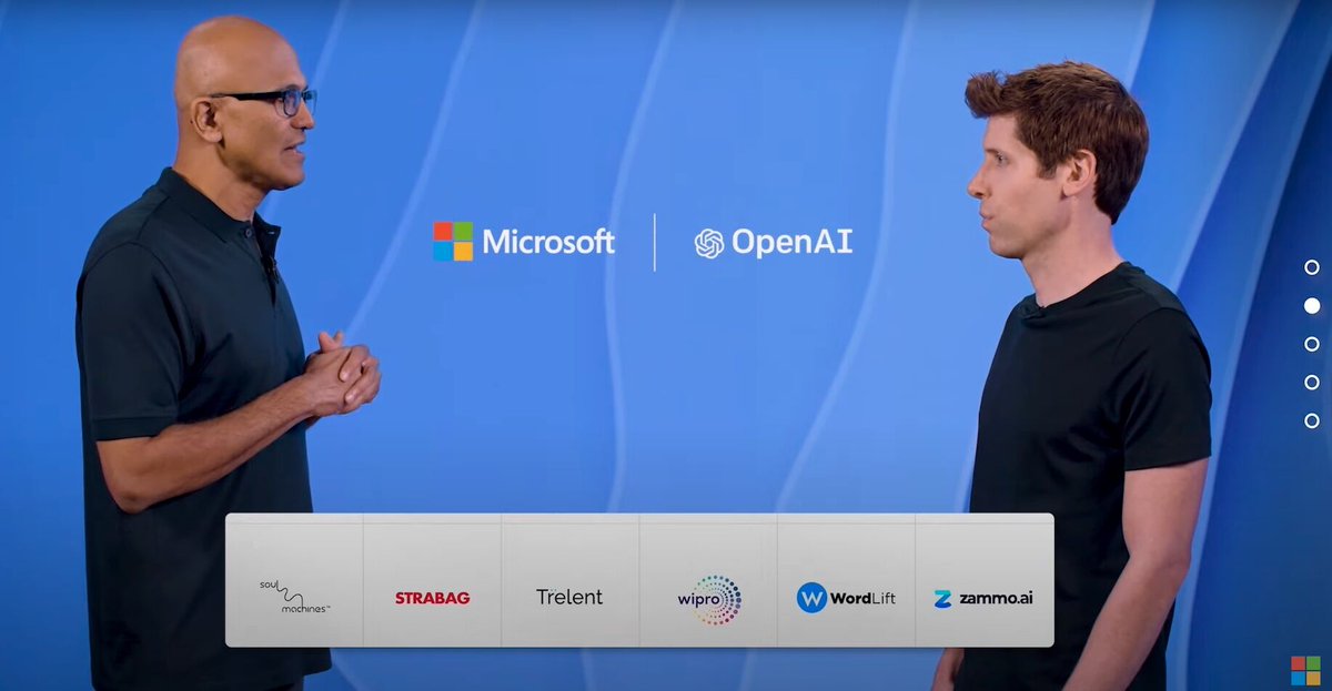 We are proud that our logo was featured at this year's #ignite2022 conference hosted by @Microsoft when @satyanadella and Sam Altman of @OpenAI spoke about how #AI systems are helping businesses around the world do more with less.